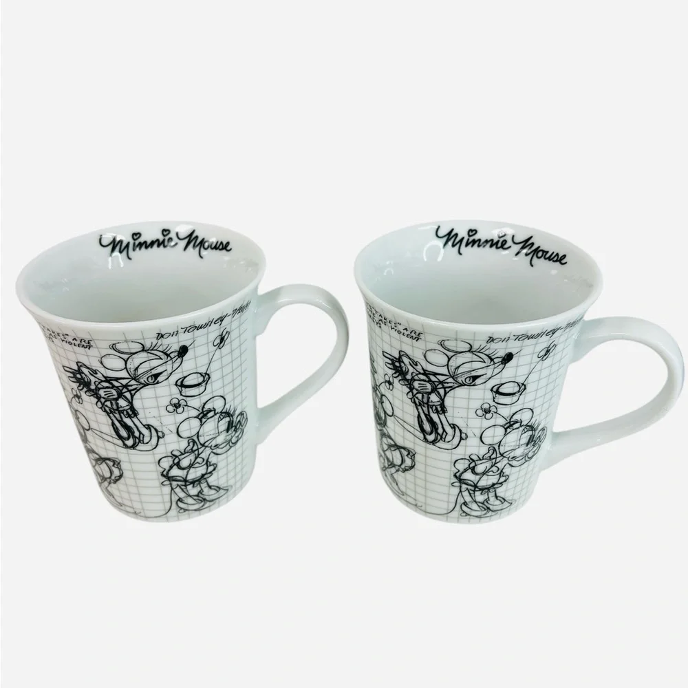 Tracey Porter Coffee Tea Mugs Disney Sketch Book Minnie Mouse Set of 2